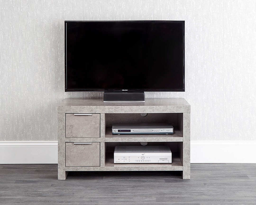 Unit TV Stand with 2 Drawers in Walnut and Black FOL101285