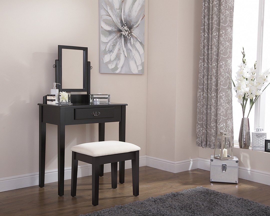 GFW Furniture Shaker Dressing Table Set with Stool & Mirror Grey 