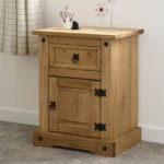 Corona 1 Drawer 1 Door Distressed Wax Bedside Cabinet