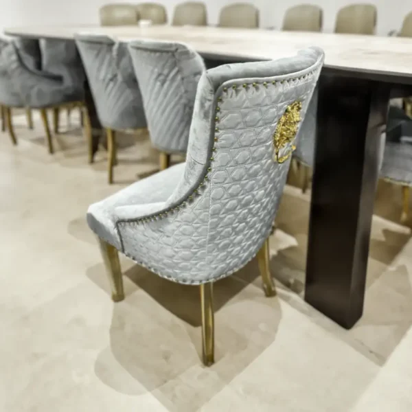 G-Roma Chair lion with gold legs (KD) silver grey
