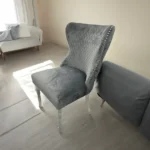 Lewis Chair With Ringer And Chrome Legs In Mink & Grey