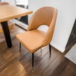 Venice PU Leather Dining Room Chair In Grey & Tan