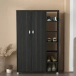 Bideford Tall Shoe Cabinet Black Oak, Warm Grey & White - Image 2