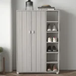 Bideford Tall Shoe Cabinet Black Oak, Warm Grey & White - Image 4