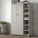 Bideford Tall Shoe Cabinet Black Oak, Warm Grey & White - Image 5