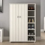 Bideford Tall Shoe Cabinet Black Oak, Warm Grey & White - Image 6