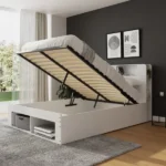 Anya 135cm Integrated Storage Ottoman Bed – White - Image 2