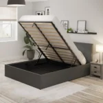 Ascot 150cm Grey Fabric Ottoman Bed