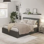 Ascot 135cm Grey Fabric Ottoman Bed