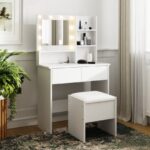 Eva Dressing Table With Stool White