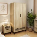Ezra 2 Door 1 Drawer Wardrobe Oak - Image 2