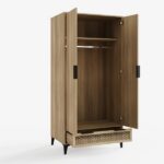 Ezra 2 Door 1 Drawer Wardrobe Oak - Image 3