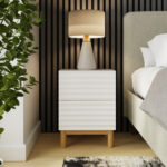 Karla Ribbed 2 Drawer Bedside Table Pair White - Image 3