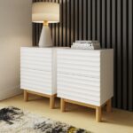 Karla Ribbed 2 Drawer Bedside Table Pair White - Image 2