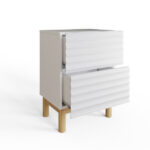 Karla Ribbed 2 Drawer Bedside Table Pair White - Image 5