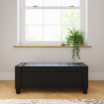 Verona Ottoman Bench Black PU - Image 4